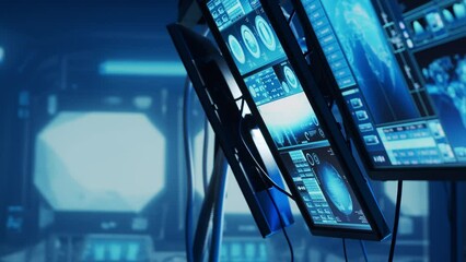 Wall Mural - futuristic spaceship control panel interface. spacecraft digital dashboard background with indicator
