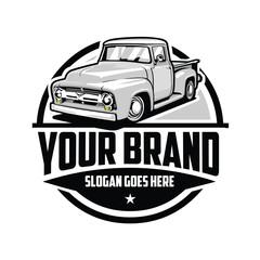 Wall Mural - Classic hot rod pickup truck emblem logo vector. Best for mechanic and restoration industry