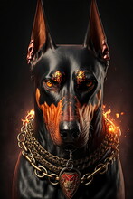 Portrait Of A Doberman Dog