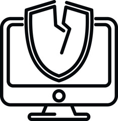 Sticker - Computer error icon outline vector. Security threat. Alert scam