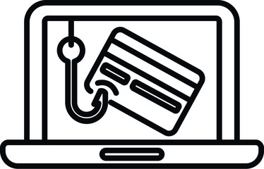 Sticker - Laptop data phishing icon outline vector. Hacker virus. Computer threat