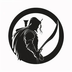 Wall Mural - logo ninja warrior silhouette black on a white background