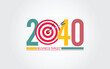 2040 New Year numbers with business target colorful banner. 