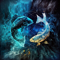 Wall Mural - zodiac signs against space nebula background