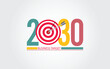 © Sansha Creation - 2030 New Year numbers with business target colorful banner.