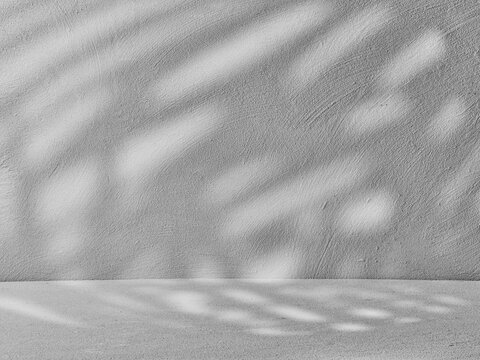 Fototapete - Gray background for product presentation with shadows and light on the wall