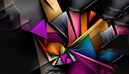  a picture of a colorful abstract design with a black background and a black frame with a white border around it and a black background with a black border.  generative ai