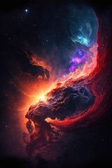 Wall Mural - image of light, stars and outer space and sky, created using generative ai technology