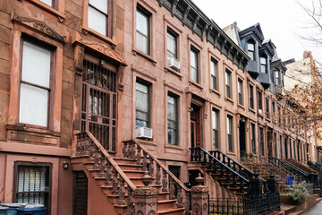 Wall Mural - Brooklyn typical facades & row houses in an iconic neighborhood of Brooklyn. Park Slope, New York