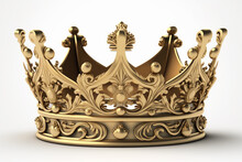 A Gold Crown Isolated On A White Background. Generative AI