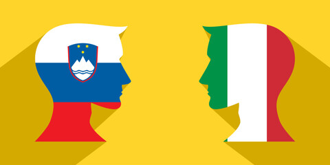 Wall Mural - face to face concept. slovenia vs italy. vector illustration