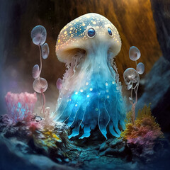 Wall Mural - Surreal fantasy creature, whimsical illustration.