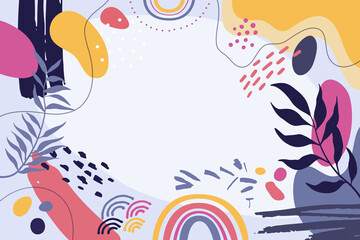 Naklejka na meble Design banner frame background .Colorful poster background vector illustration.Exotic plants, branches,art print for beauty, fashion and natural products,wellness, wedding and event.