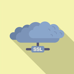 Wall Mural - Data cloud SSL certificate icon flat vector. Web secure. Safety network