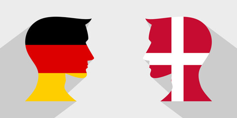 Wall Mural - face to face concept. germany vs denmark. vector illustration