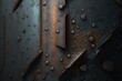  a metal background with rivets and rivets on it and a large arrow on the side of the wall that says rivets.  generative ai