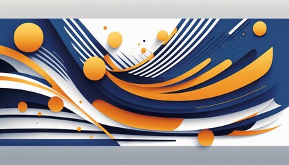 Canvas Print -  a blue and orange abstract background with circles and lines on it's sides and a white background with orange circles on it's sides.  generative ai