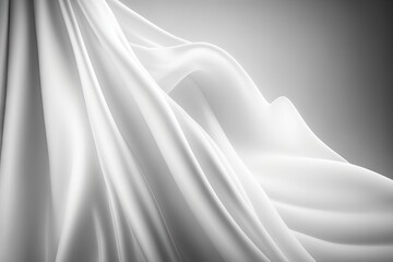 Wall Mural - a black and white photo of a white cloth draped over a window with a curtain pulled back to reveal a white curtain with a black and white background. generative ai