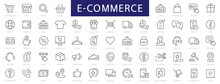 E-Commerce & Shopping Thin Line Icons Set. E-Commerce, Shop, Online Shopping Editable Stroke Icons Collection. Shoppind Symbols Set. Vector Illustration