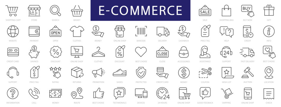 e-commerce & shopping thin line icons set. e-commerce, shop, online shopping editable stroke icons c