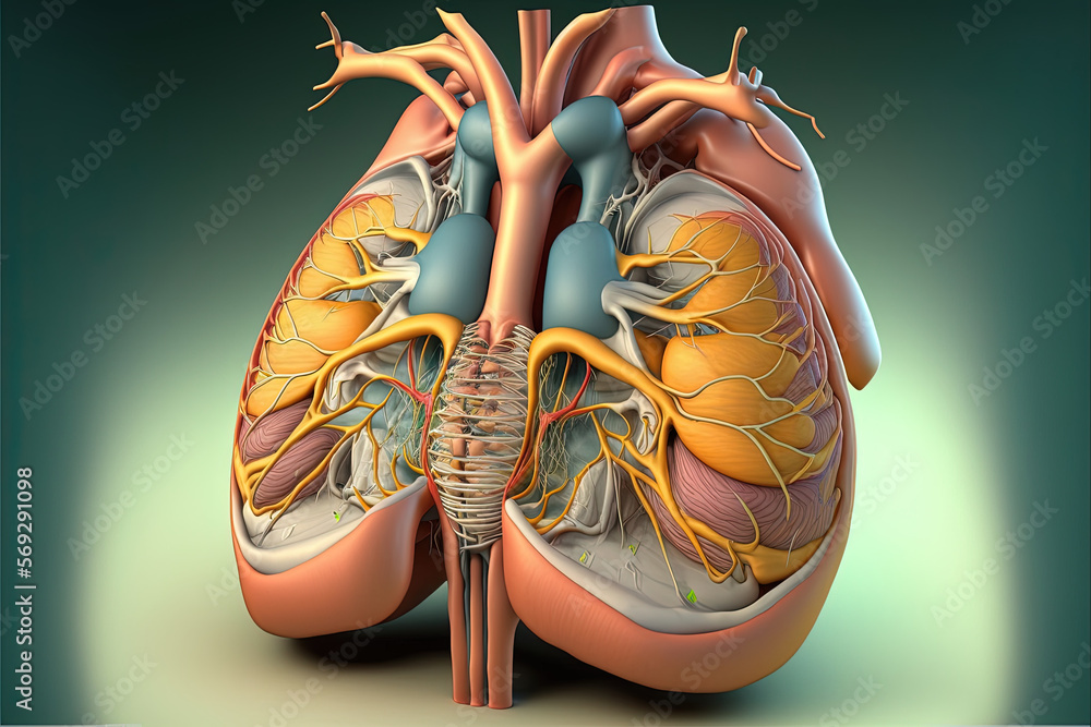 Anatomy of abdomen and thorax. AI generated Stock Illustration | Adobe ...