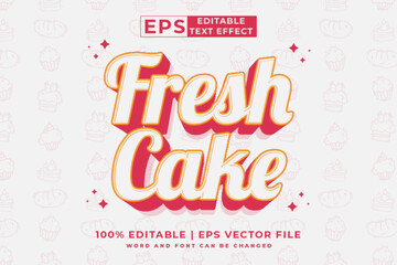 Canvas Print - Editable text effect - Fresh Cake 3d Cartoon template style premium vector
