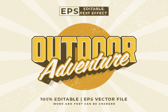 editable text effect - outdoor adventure 3d vintage template style premium vector