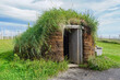Newfoundland, Canada: Recreated Norse buildings at L’Anse aux Meadows (trans. Meadows Cove), the archeological site of a Norse settlement dating from 990 to 1050 CE.