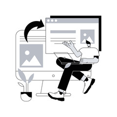 Microsites abstract concept vector illustration. Corporate website, web development service, mobile site design, menu bar element, programming, company page, microsite interface abstract metaphor.
