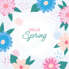Aufkleber - Spring colorful floral flat background