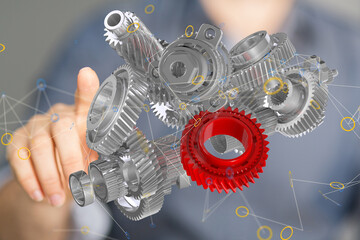 gear Futuristic in Industry 4.0 and business virtual diagram - connection