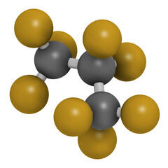 Poster - Octafluoropropane perfluorocarbon molecule. 3D rendering.