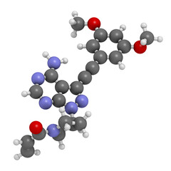 Wall Mural - Futibatinib oncology drug molecule. 3D rendering.