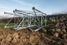 Telecoms Mast Sections Lying On The Ground Before Installation In A Rural Location