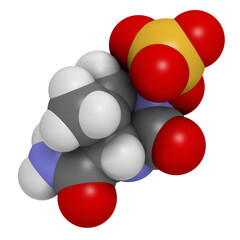 Poster - Durlobactam antibiotic drug molecule. 3D rendering.