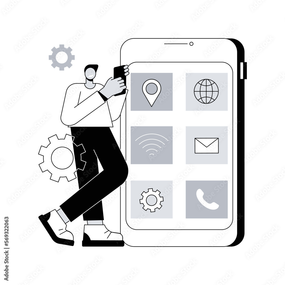 Native mobile app abstract concept vector illustration. Smartphone ...