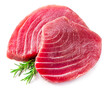Fresh tuna steaks isolated on white background.