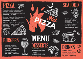 Wall Mural - Restaurant cafe menu, template design. Food flyer.