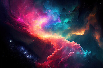 Wall Mural - space background. galaxy and nebula in night sky with bright stars. abstract cosmic background. crea