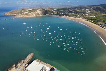 Sticker - Blue harbor with boats in San Juan Del Sur