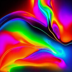 abstract neon light smooth spiral curvy wave, generative art by A.I.