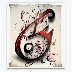 Wall Mural - The beauty of letter G in an Asian calligraphy style