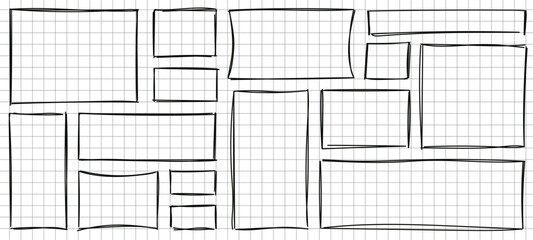 Wall Mural - line stamps boxes set. square and rectangle grunge stroke frames. rectangle outline border collectio