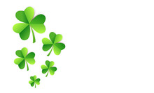 St. Patrick's Day Background With Green Paper Shamrock Png Cut Out Illustration On Transparent Background With Copy Space