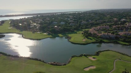 Sticker - Amazing aerial views of Quinta de Lago village with lake and golf courses.