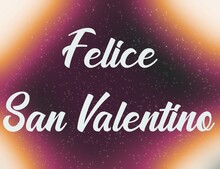 Happy Valentine's Day Written In Italian - White -, Dedication, Message Of Love, Party, Declaration, Ticket, Violet And Orange  Gradient Background