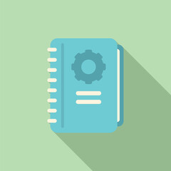 Poster - Technical document icon flat vector. Manual paper. Page gear