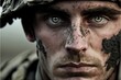 © Rysak - Close-up of a modern military man's face - Generative AI