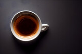 Fototapeta Mapy - Cup of coffee, top view, dark background. Generative AI. 