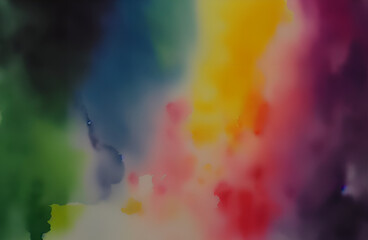 Wall Mural - a texture with colorful watercolor running into each other - generative ai